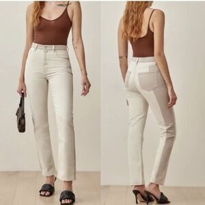 Reformation Cynthia Tonal Reworked High Rise Straight Jeans Clay Wash Size 26